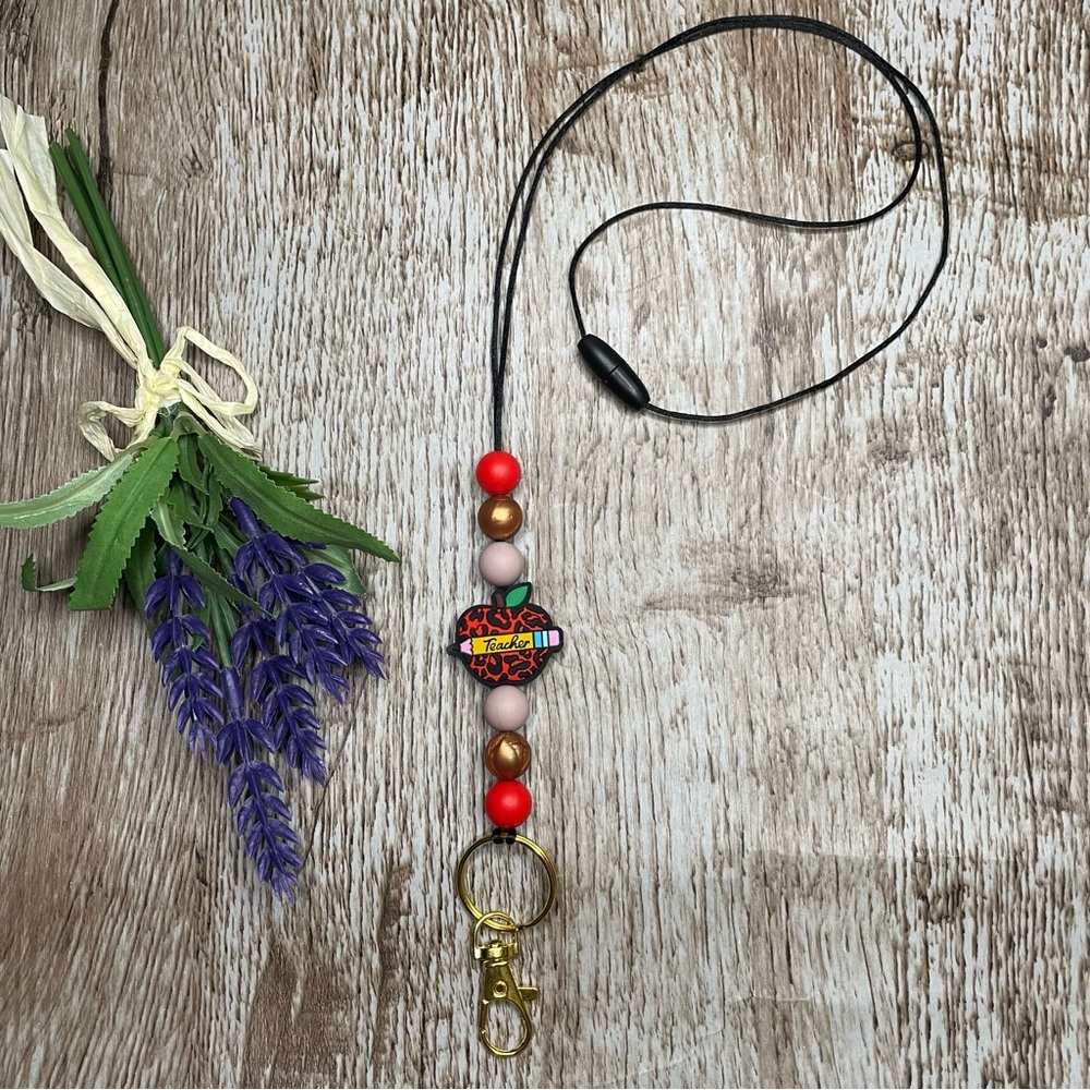 Beaded Teacher Lanyard Neck Accessories Keys ID m Handcrafted Office Artisan